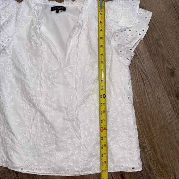 1.State • Eyelet Cotton Flutter Sleeve Top - Picture 8 of 12